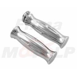 MANETKI MOTOCYKLOWE GRIPY METALOWE CHROMOWANE NA KIEROWNICĘ 22MM ROLGAZ NA 2 LINKI