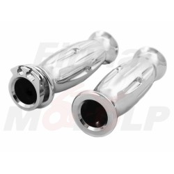 MANETKI MOTOCYKLOWE GRIPY METALOWE CHROMOWANE NA KIEROWNICĘ 22MM ROLGAZ NA 2 LINKI