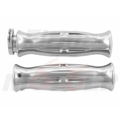 MANETKI MOTOCYKLOWE GRIPY METALOWE CHROMOWANE NA KIEROWNICĘ 22MM ROLGAZ NA 2 LINKI