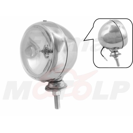 PRZEDNIA LAMPA MOTOCYKLOWA LIGHTBAR PRZÓD 4 CALE CHROM METAL H3 12V 55W