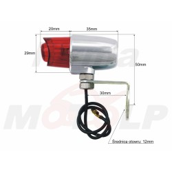 TYLNA LAMPA LAMPKA TYŁ UNIWERSALNA CHROM DO MONTAŻU NA ŚRUBĘ 12MM 12V 10W