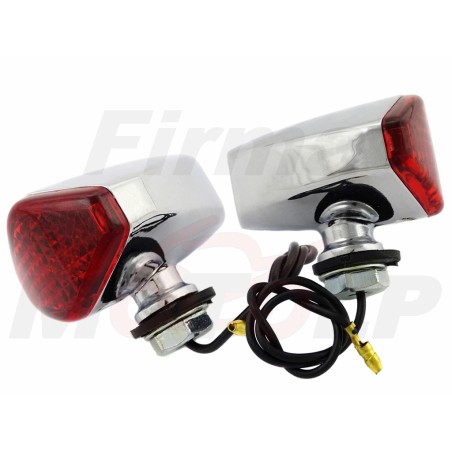 UNIWERSALNE MINI TYLNE LAMPY TYŁ LAMPA STOP CZERWONE CHROMOWANE METALOWE